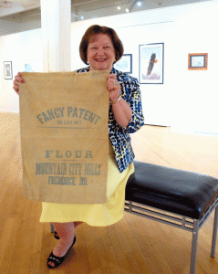 A 1950s era flour sack from the Mountain City Mills was donated by Mike and Marlene Young. The sack is on display at the Delaplaine.